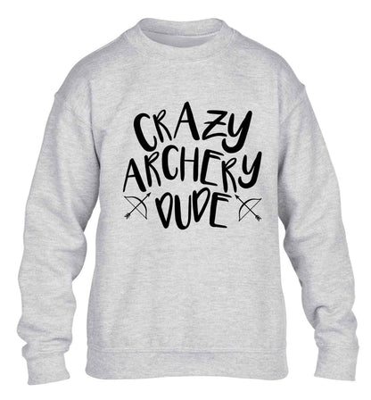 Crazy archery dude children's grey sweater 12-13 Years