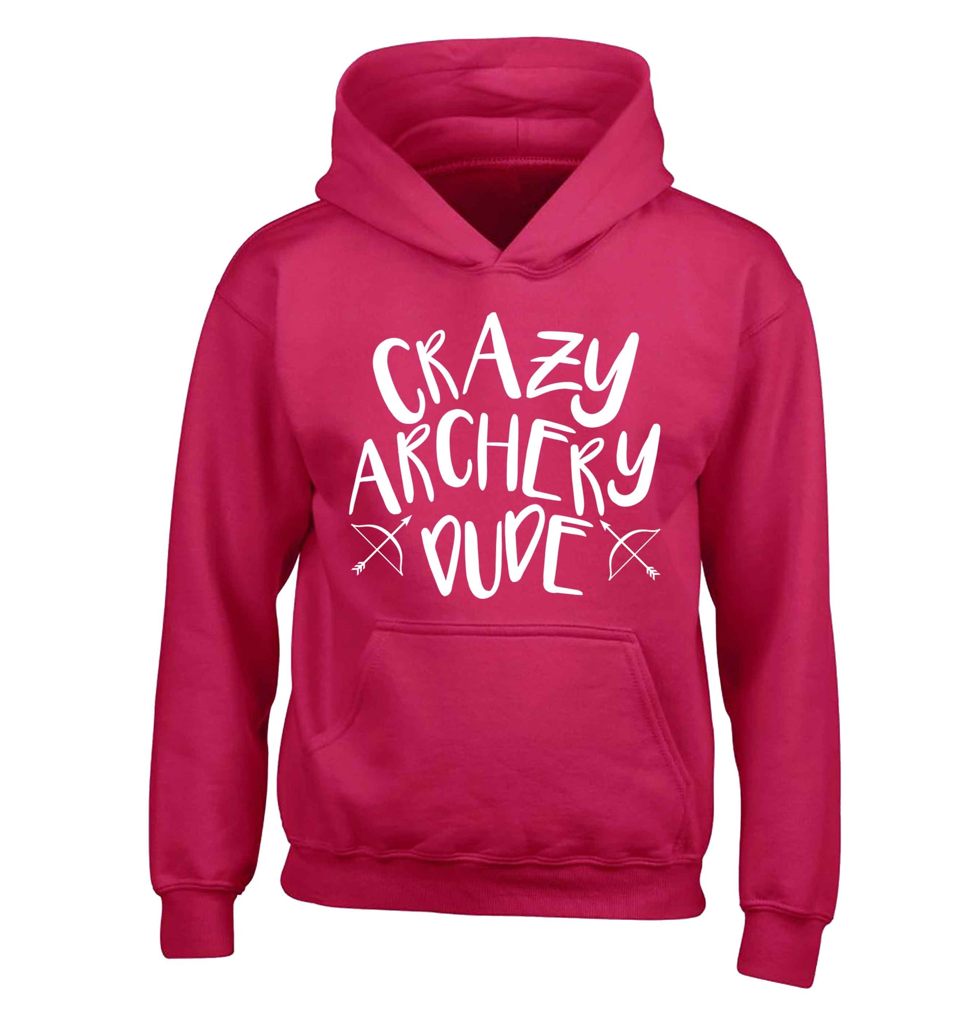 Crazy archery dude children's pink hoodie 12-13 Years