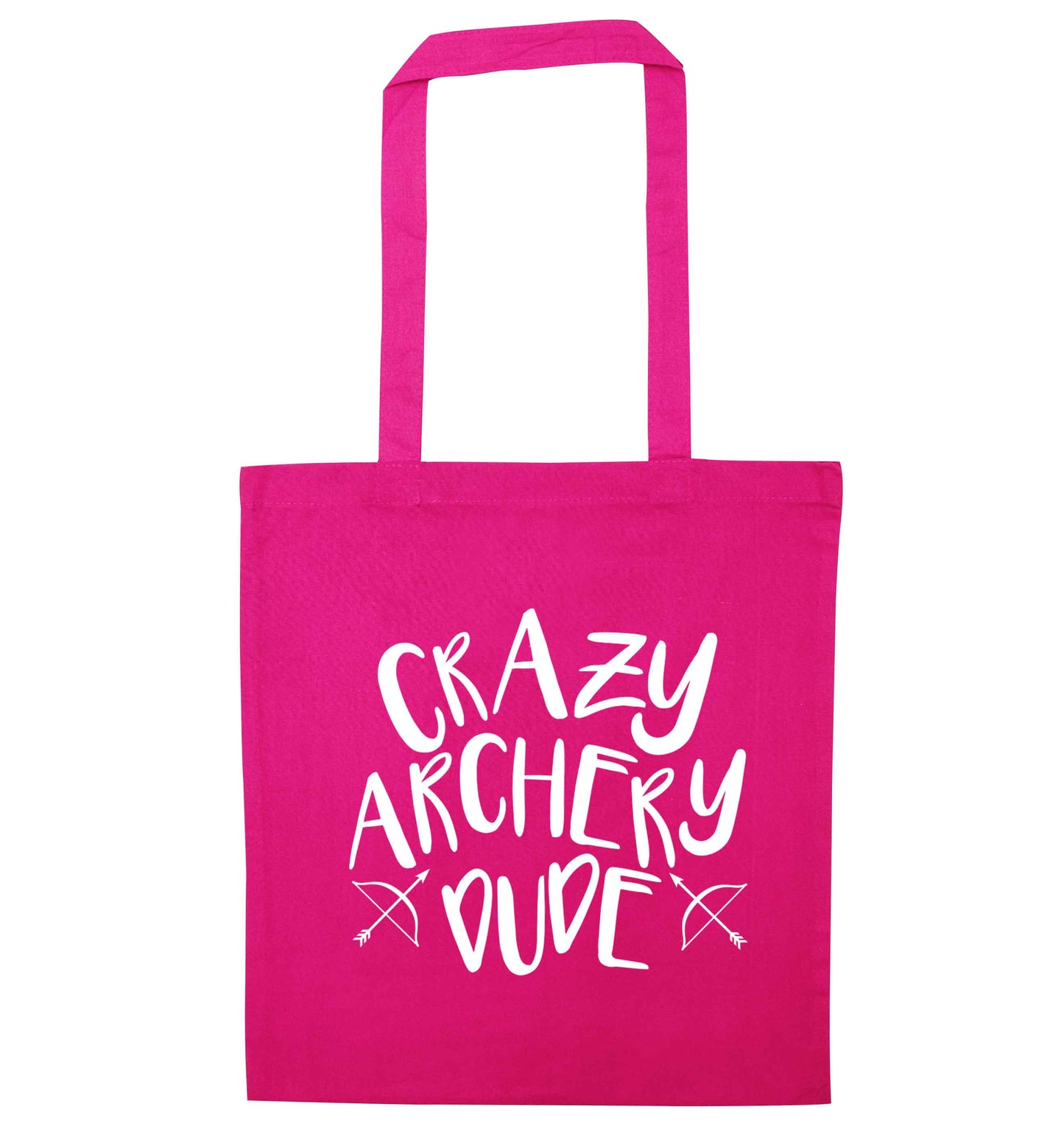 Crazy archery dude pink tote bag