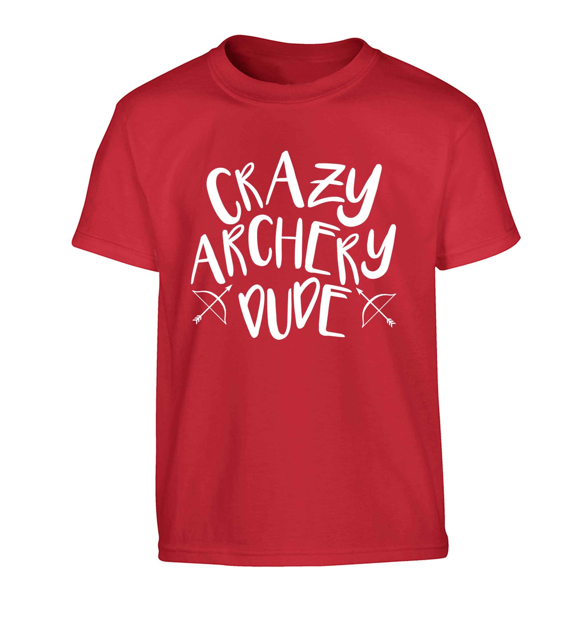 Crazy archery dude Children's red Tshirt 12-13 Years