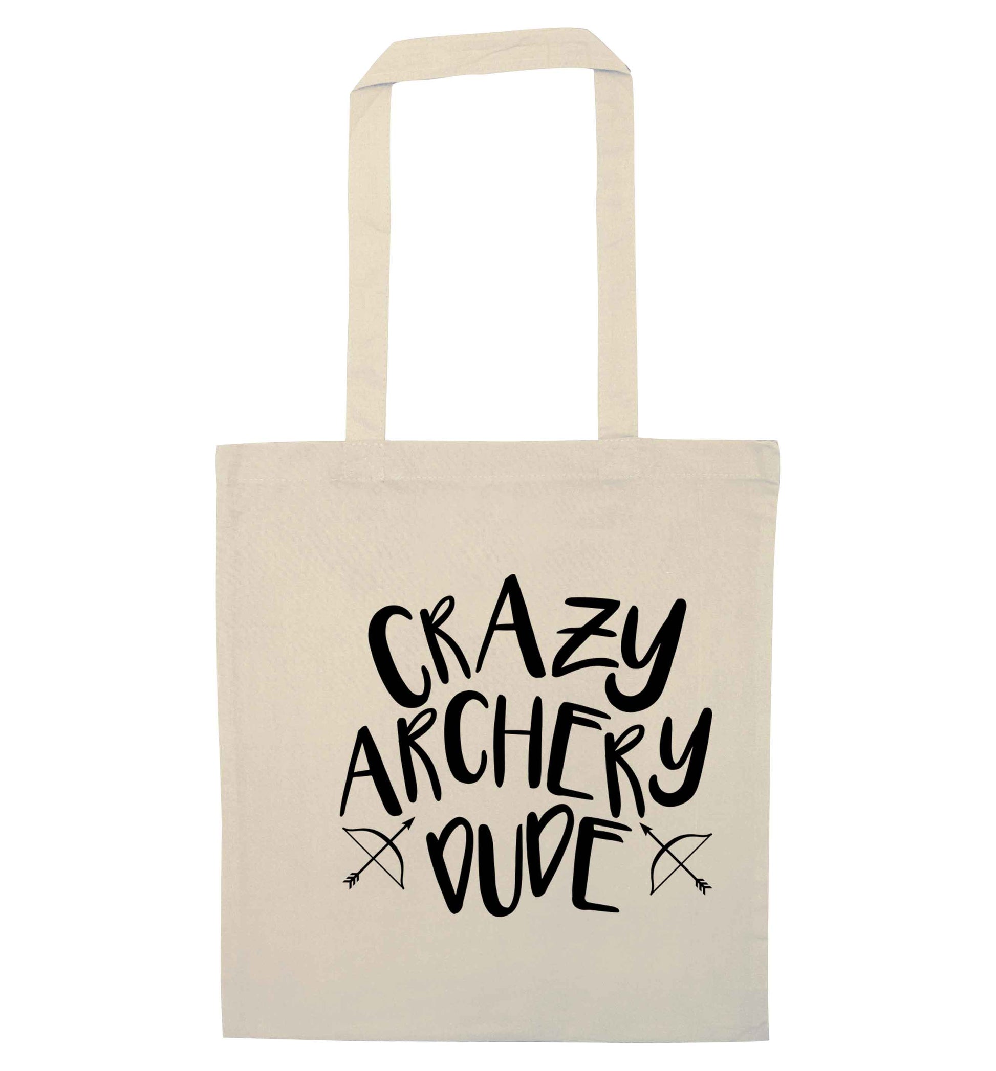 Crazy archery dude natural tote bag