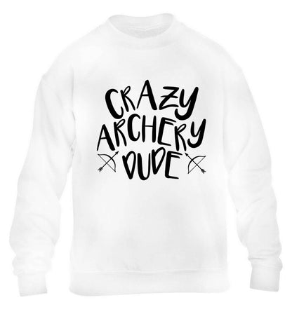 Crazy archery dude children's white sweater 12-13 Years