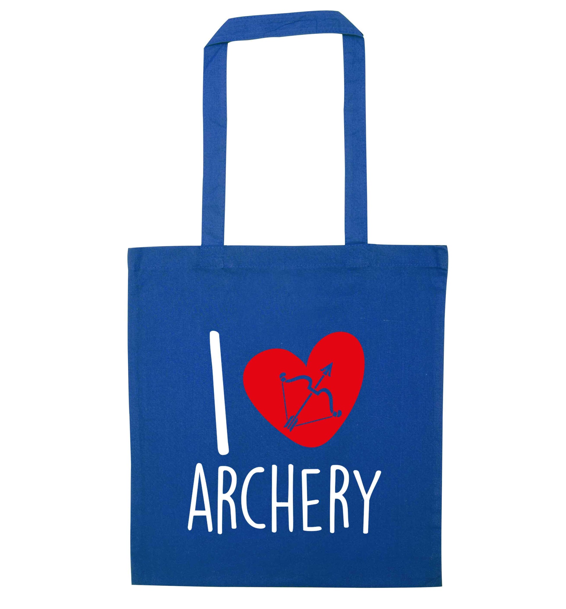 I love archery blue tote bag