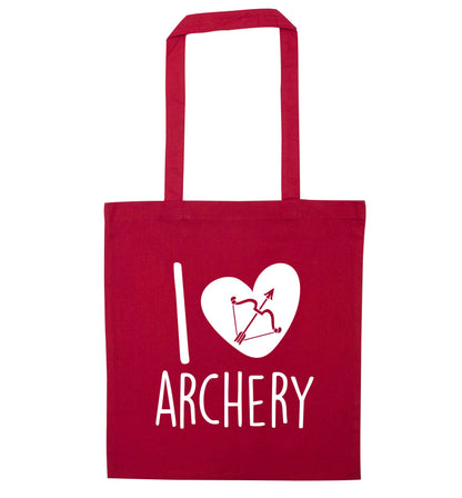 I love archery red tote bag