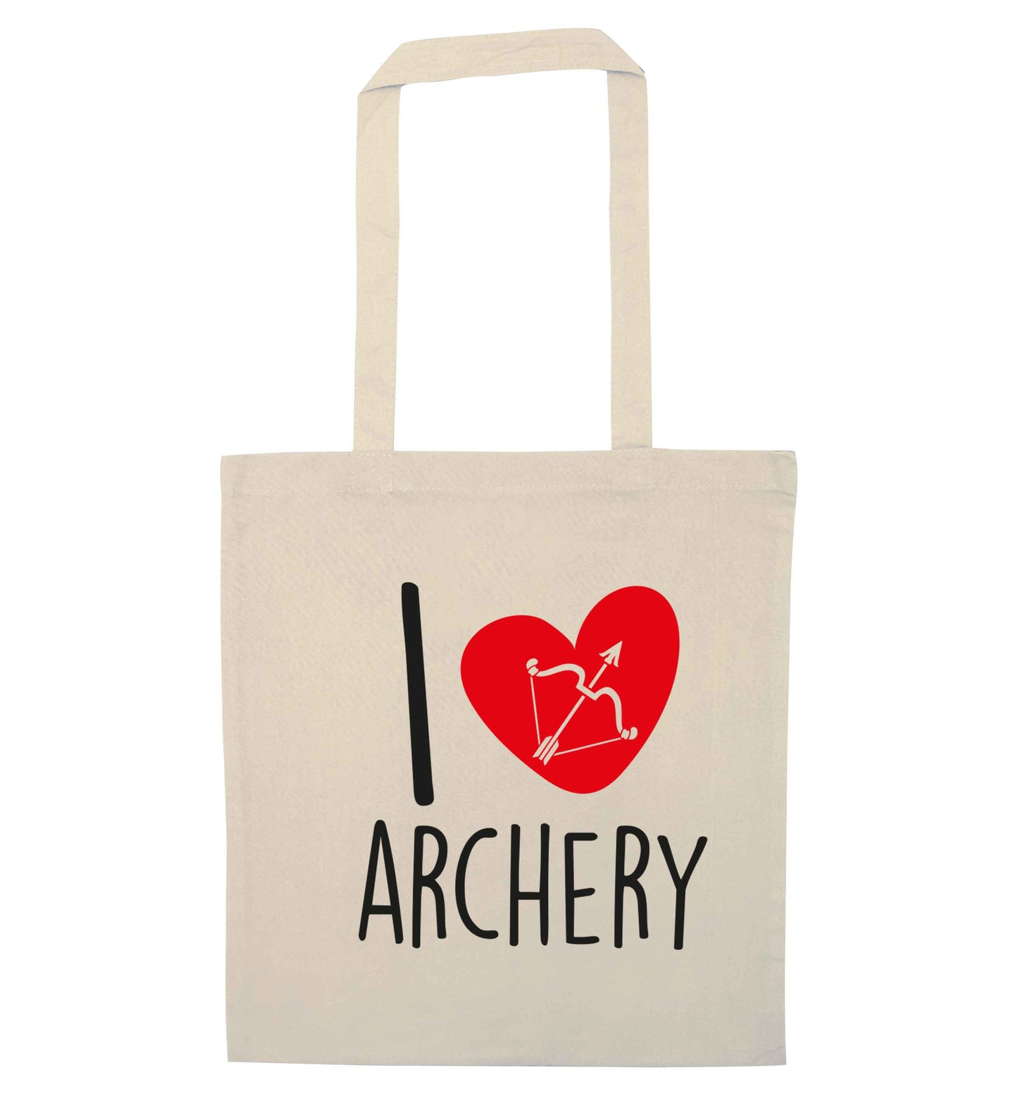 I love archery natural tote bag