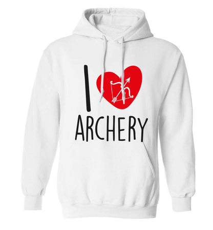 I love archery adults unisex white hoodie 2XL