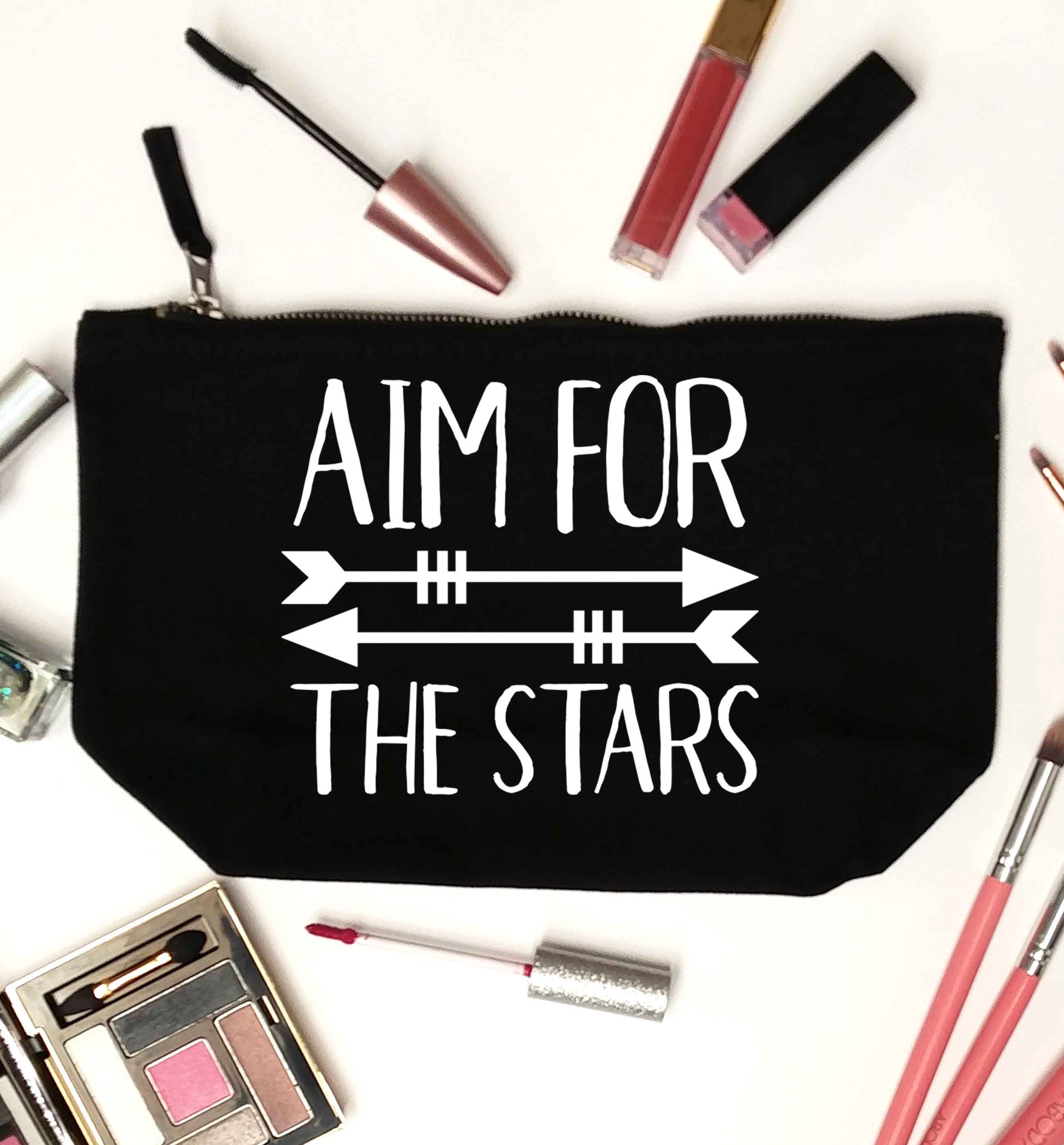 Aim for the stars black makeup bag