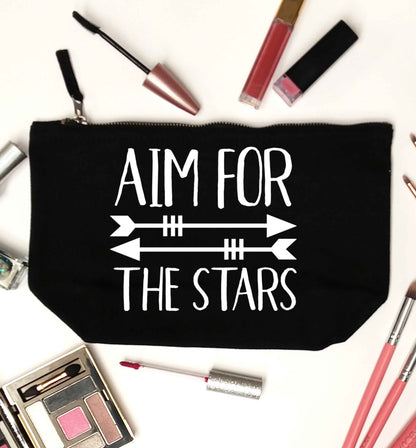 Aim for the stars black makeup bag