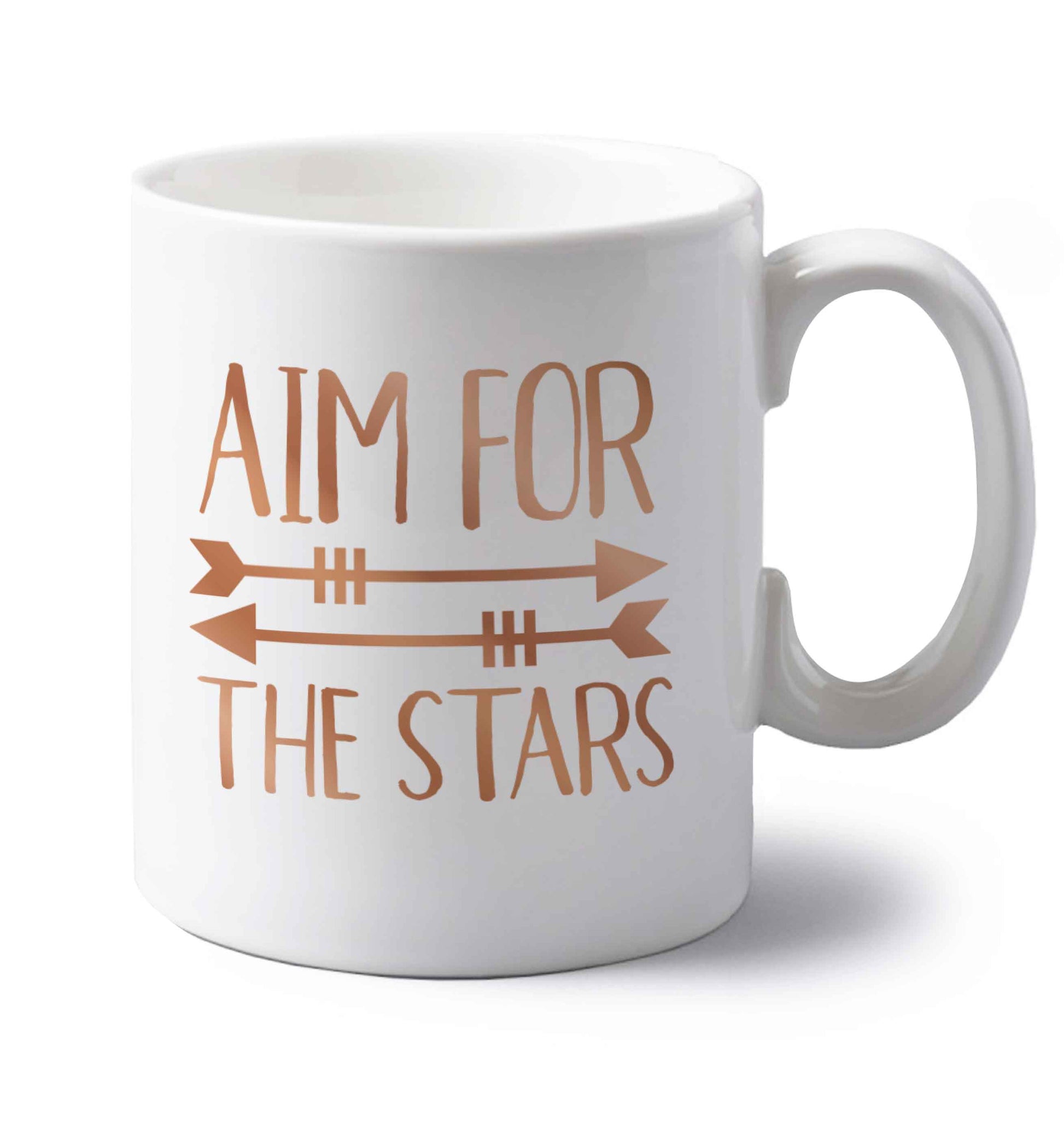 Aim for the stars left handed white ceramic mug 