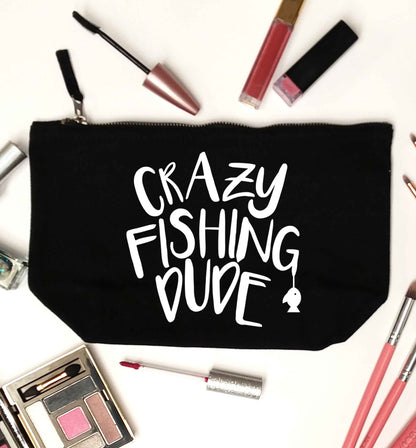 Crazy fishing dude black makeup bag