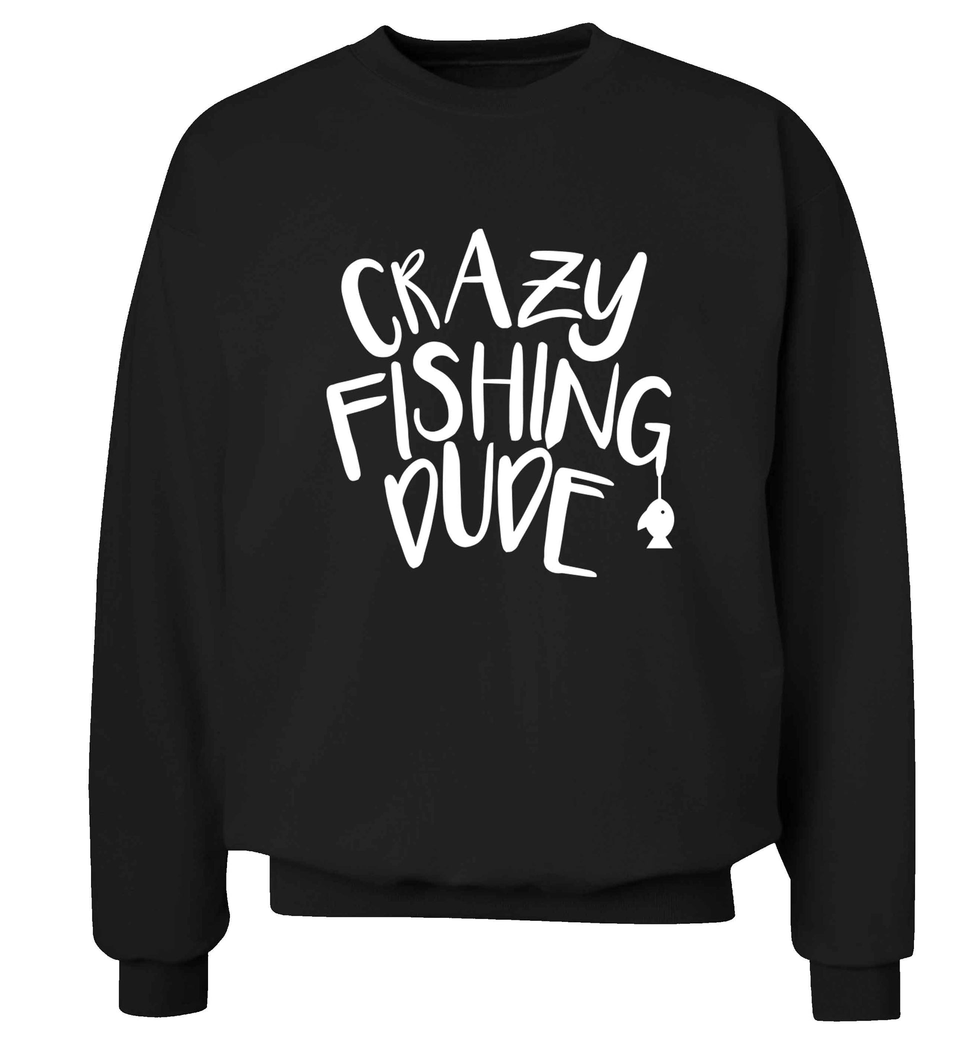 Crazy fishing dude Adult's unisex black Sweater 2XL