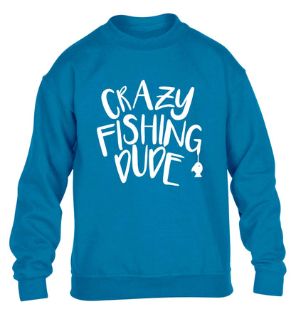 Crazy fishing dude children's blue sweater 12-13 Years