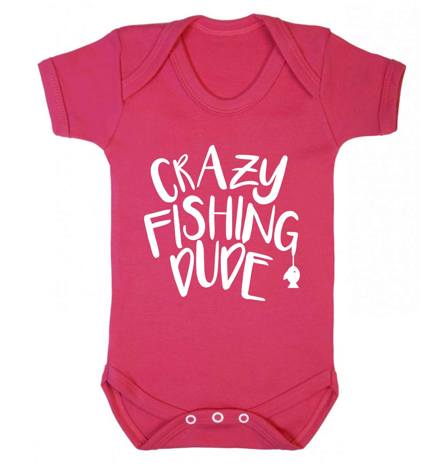 Crazy fishing dude Baby Vest dark pink 18-24 months