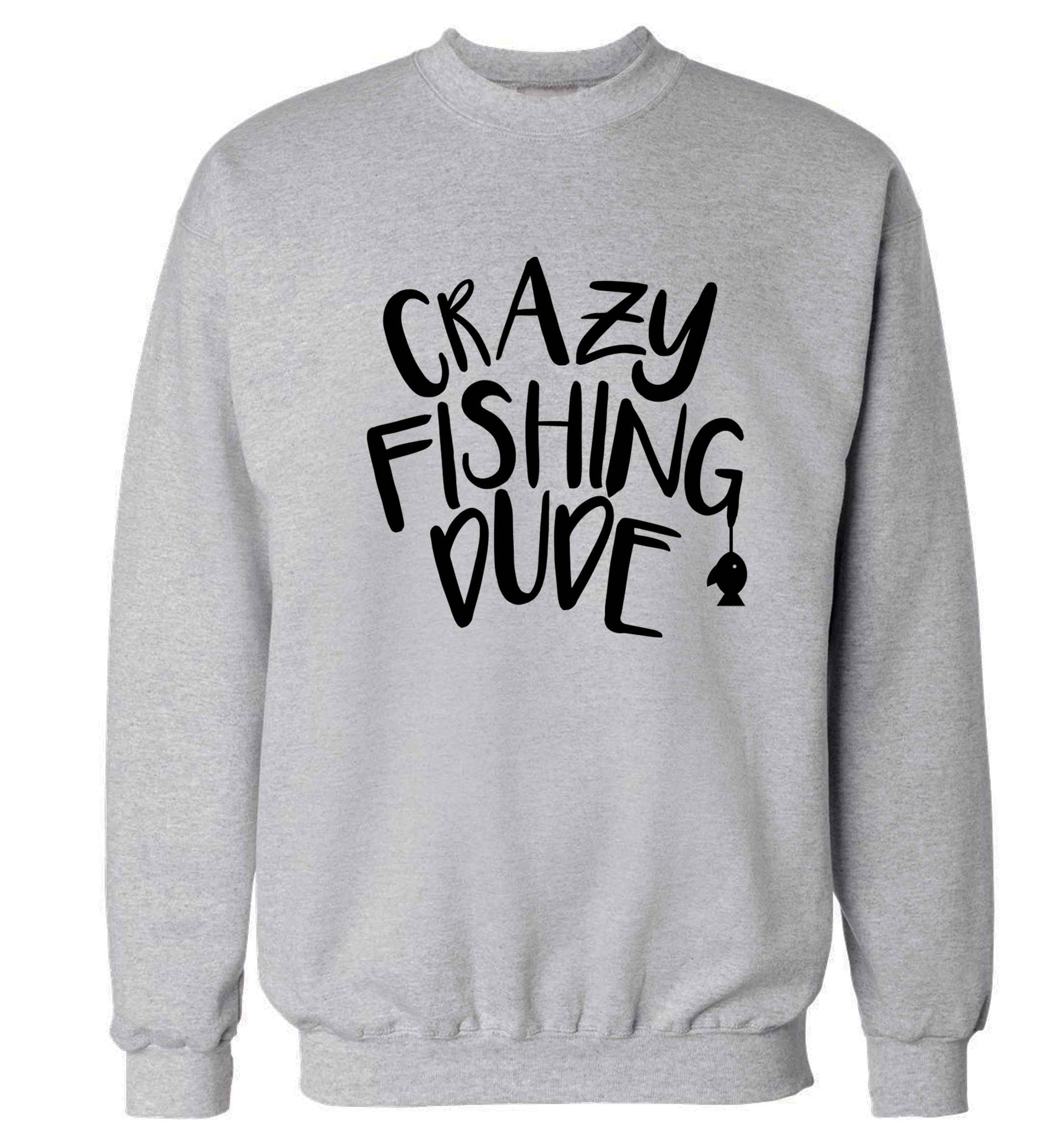 Crazy fishing dude Adult's unisex grey Sweater 2XL