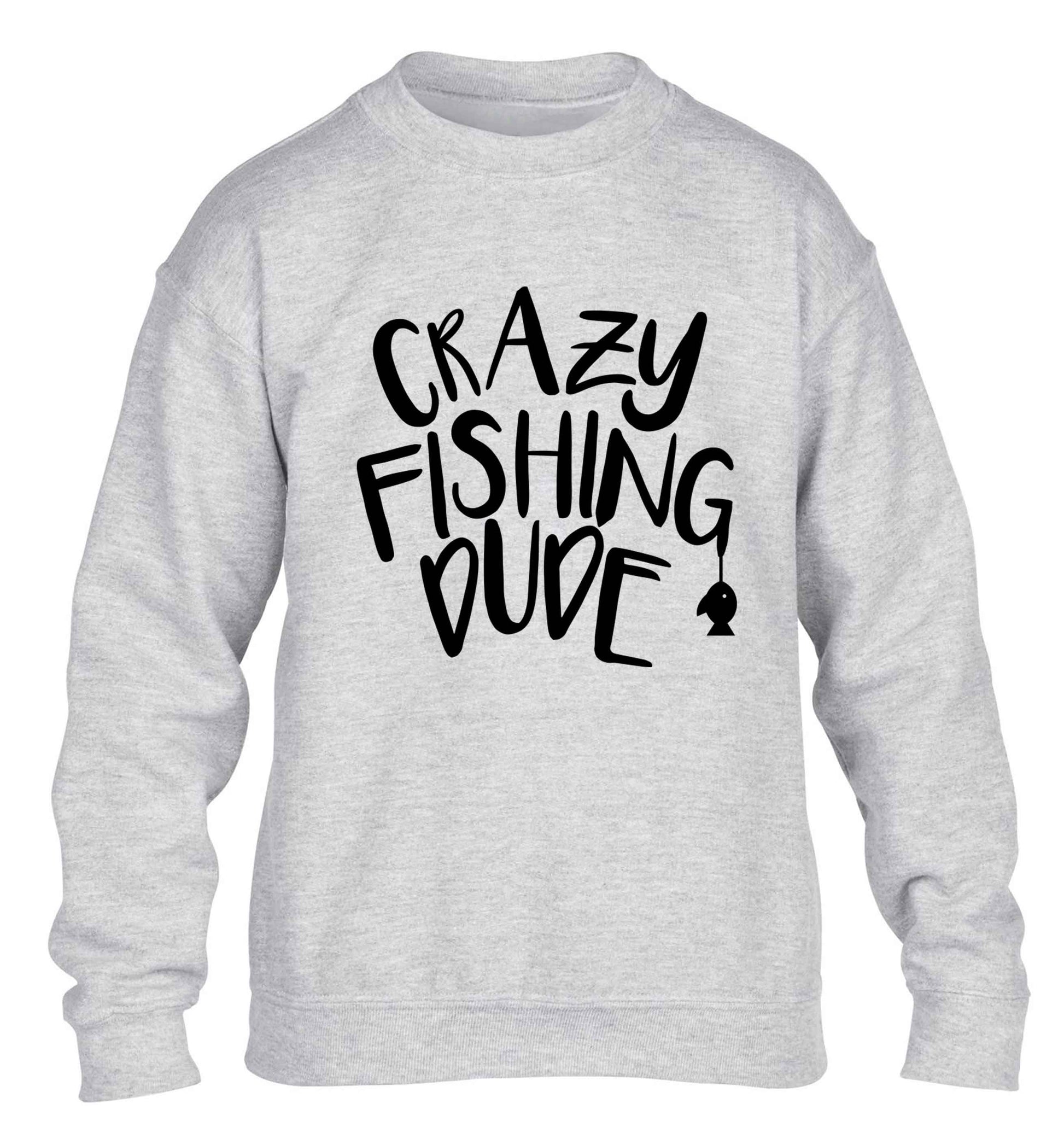Crazy fishing dude children's grey sweater 12-13 Years