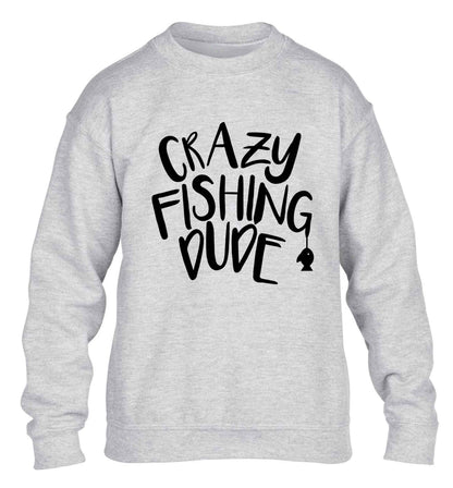 Crazy fishing dude children's grey sweater 12-13 Years
