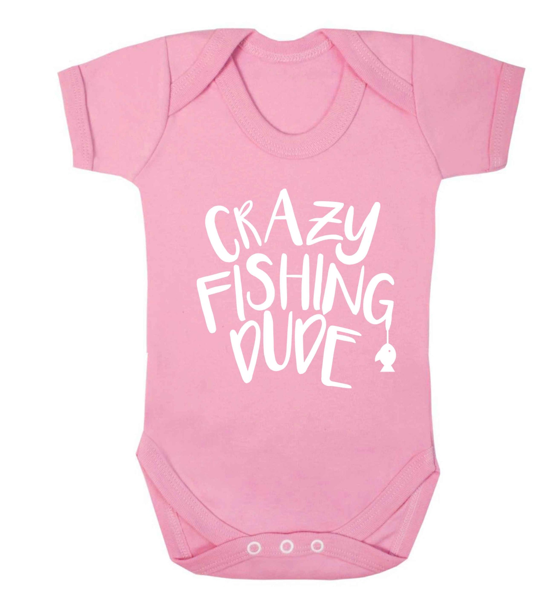 Crazy fishing dude Baby Vest pale pink 18-24 months