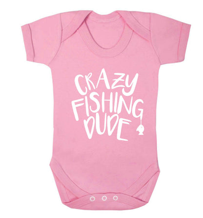 Crazy fishing dude Baby Vest pale pink 18-24 months