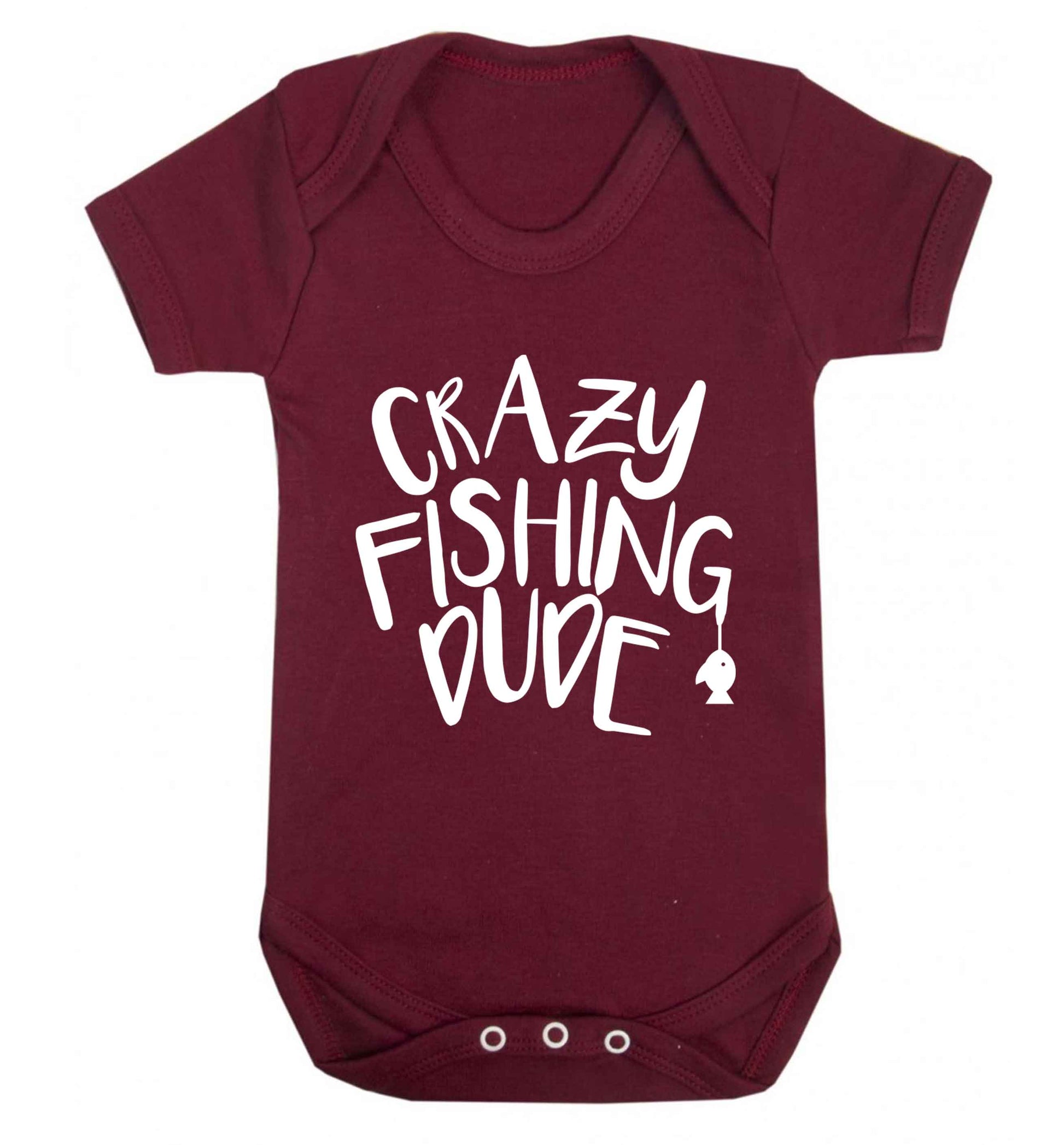 Crazy fishing dude Baby Vest maroon 18-24 months