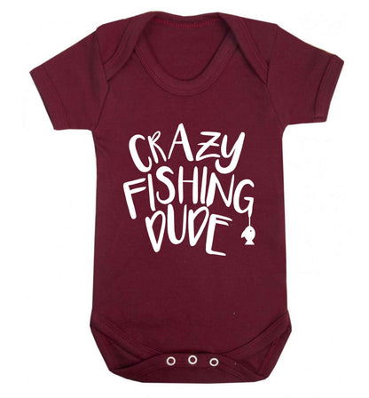 Crazy fishing dude Baby Vest maroon 18-24 months