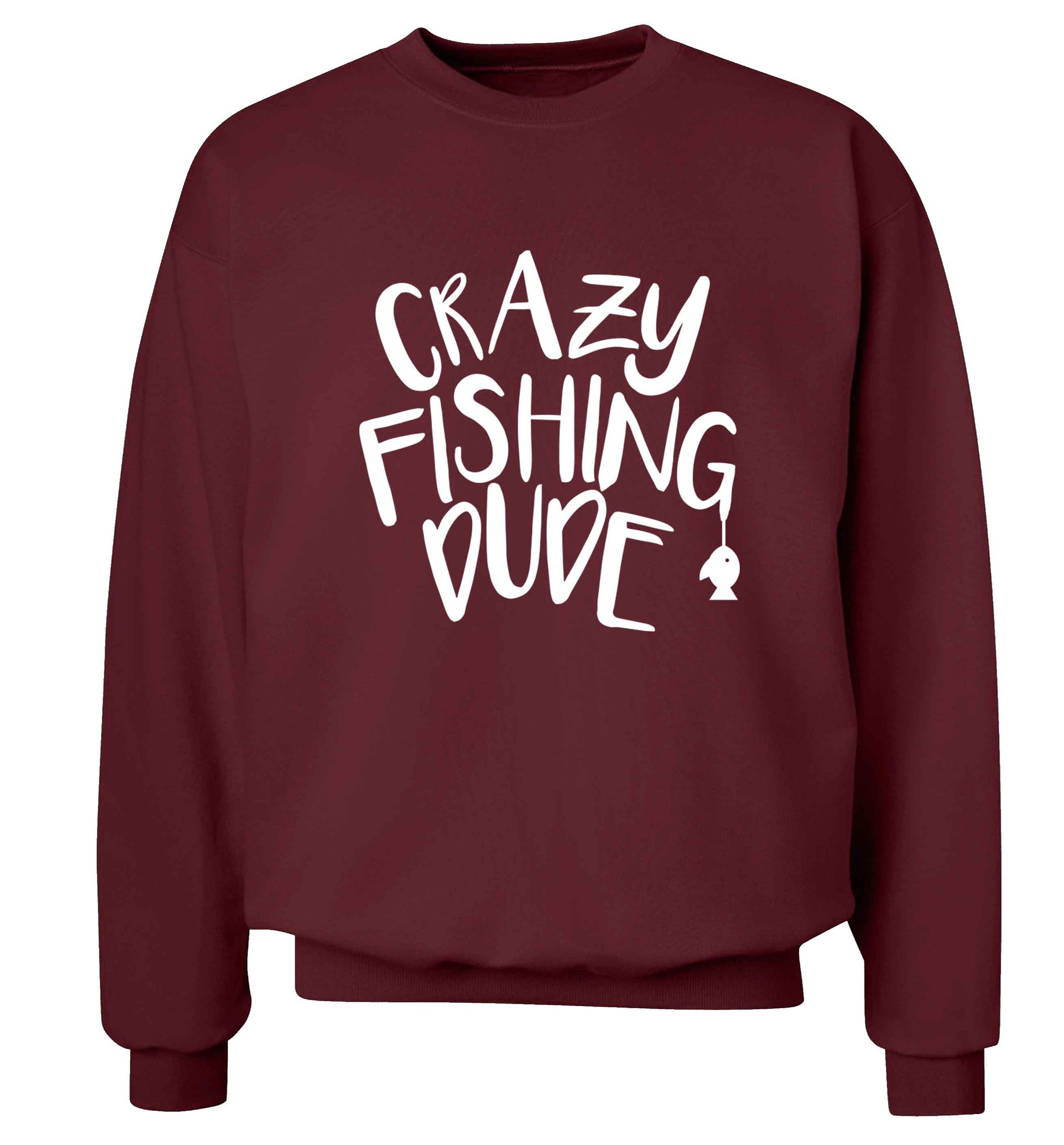 Crazy fishing dude Adult's unisex maroon Sweater 2XL
