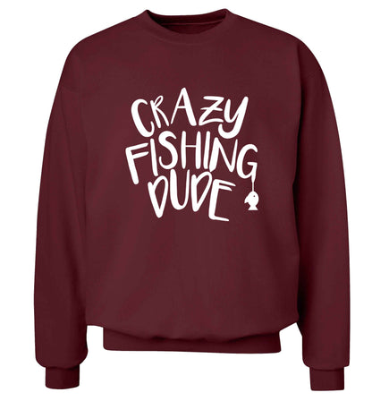 Crazy fishing dude Adult's unisex maroon Sweater 2XL