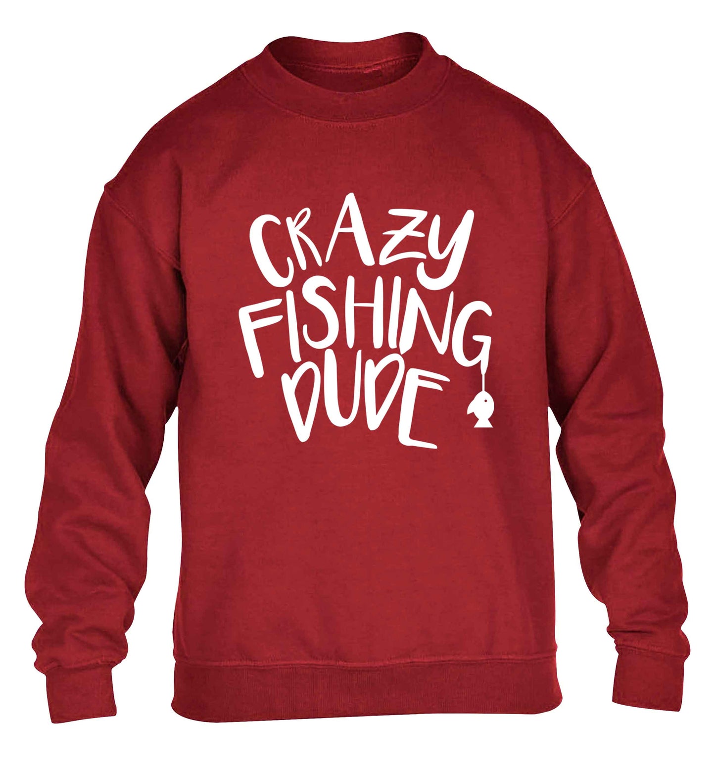 Crazy fishing dude children's grey sweater 12-13 Years