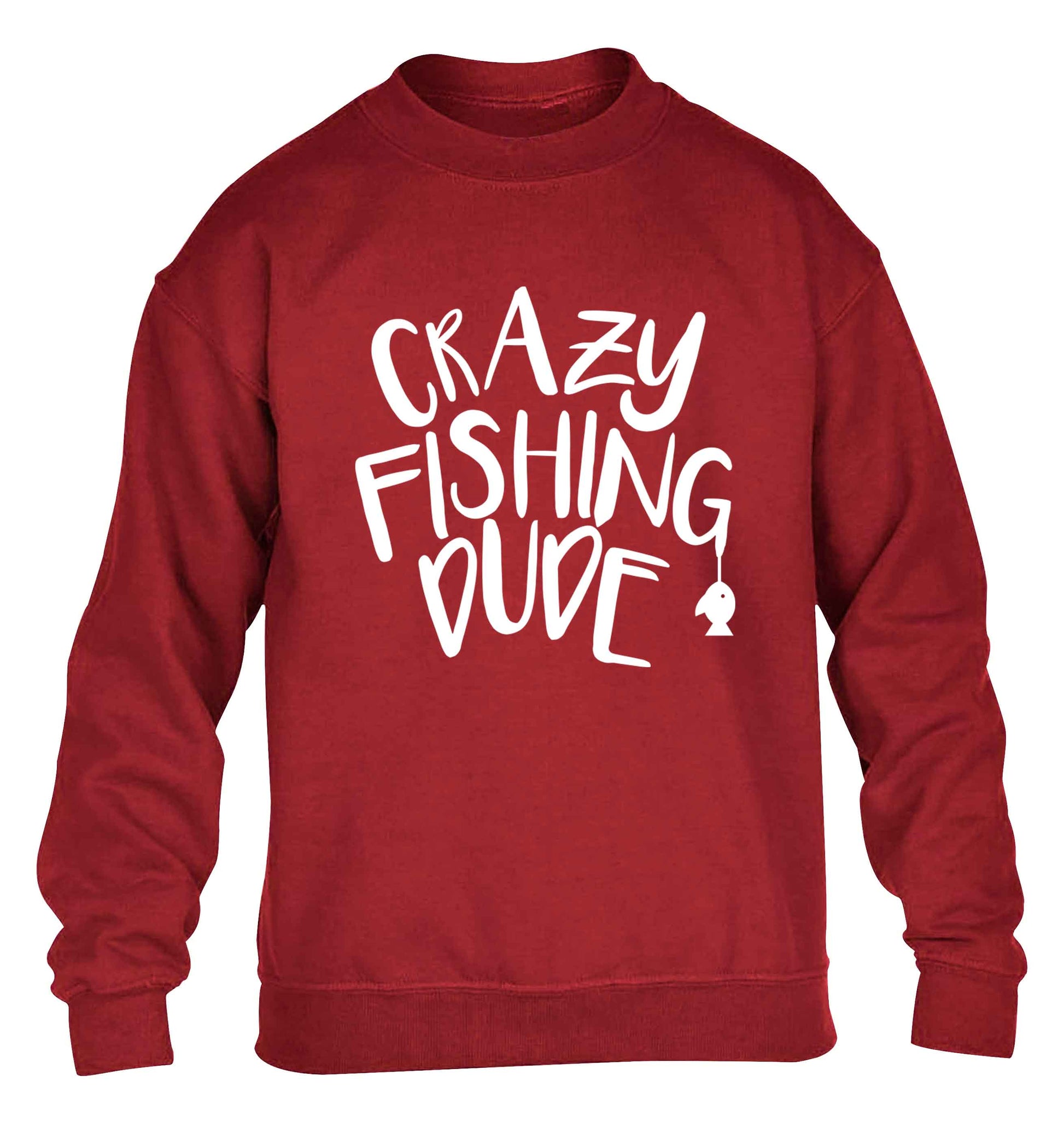 Crazy fishing dude children's grey sweater 12-13 Years