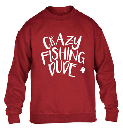 Crazy fishing dude children's grey sweater 12-13 Years