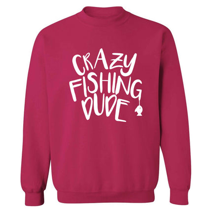 Crazy fishing dude Adult's unisex pink Sweater 2XL