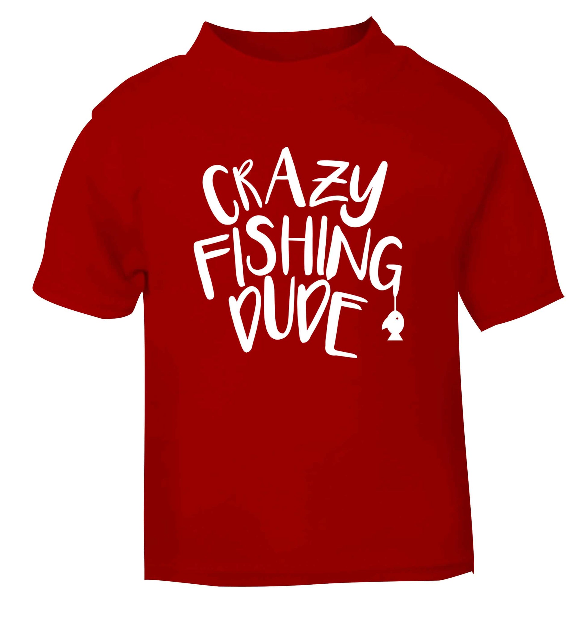 Crazy fishing dude red Baby Toddler Tshirt 2 Years