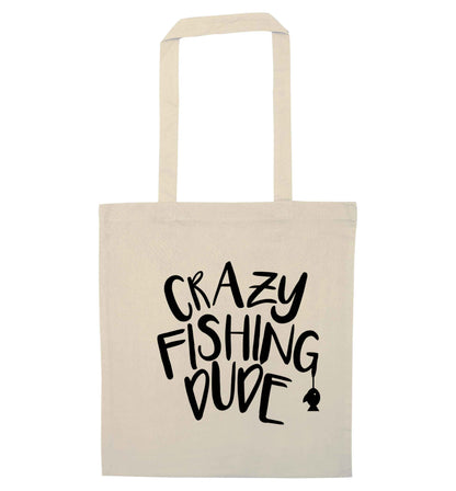 Crazy fishing dude natural tote bag