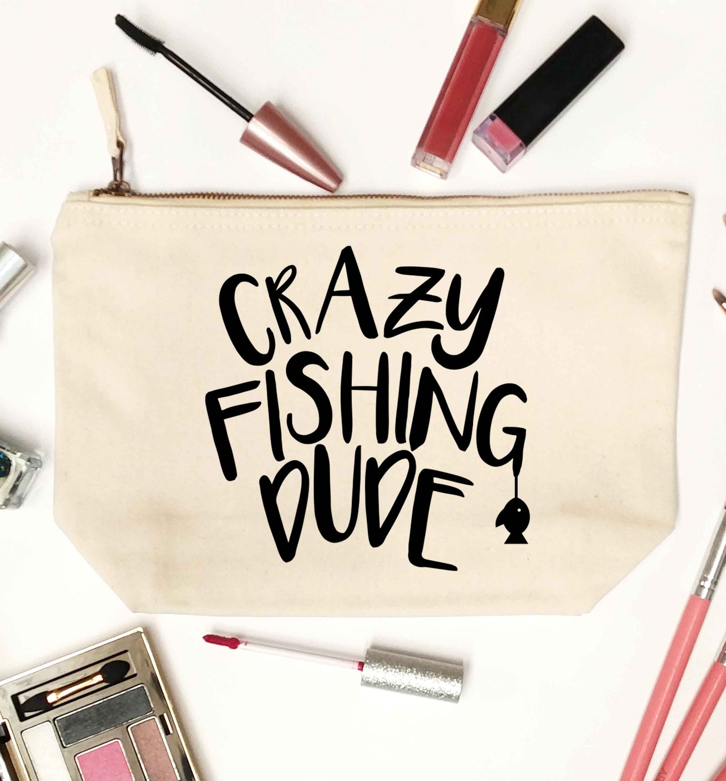 Crazy fishing dude natural makeup bag