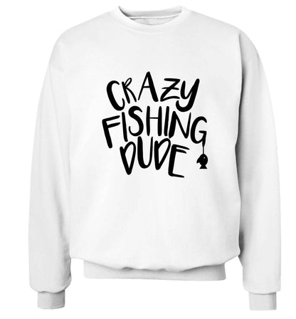 Crazy fishing dude Adult's unisex white Sweater 2XL