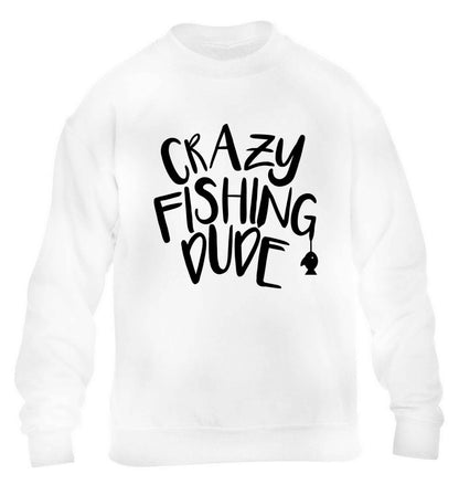 Crazy fishing dude children's white sweater 12-13 Years