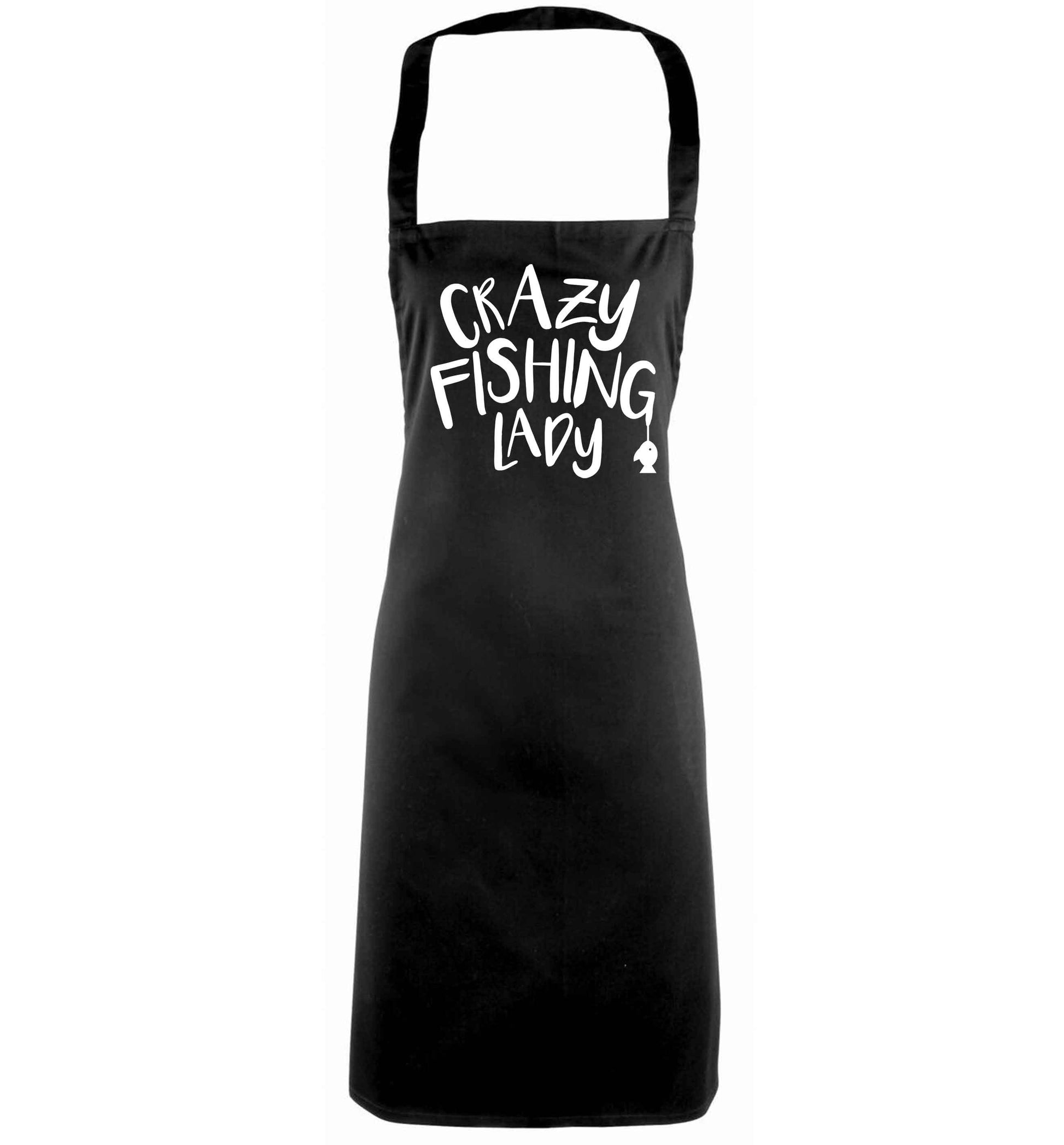 Crazy fishing lady black apron
