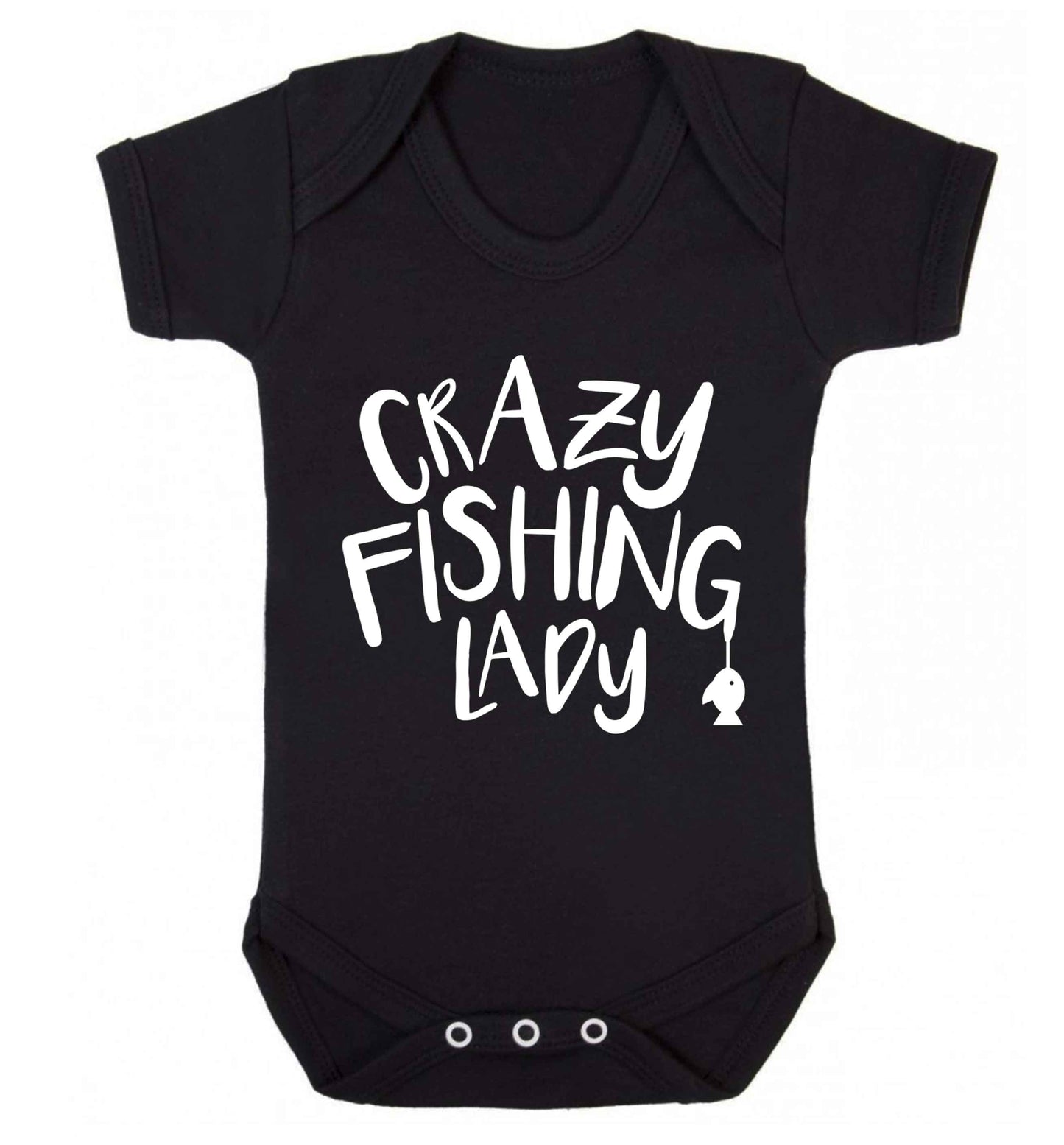 Crazy fishing lady Baby Vest black 18-24 months
