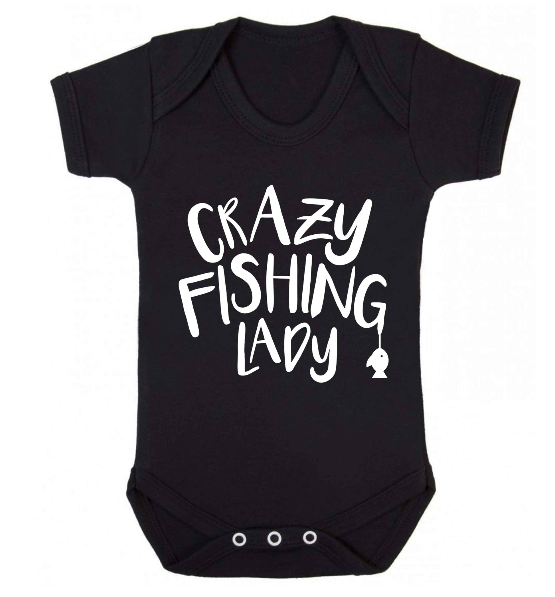 Crazy fishing lady Baby Vest black 18-24 months