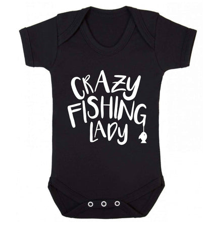 Crazy fishing lady Baby Vest black 18-24 months