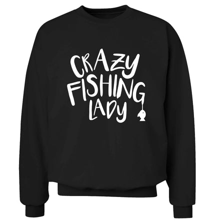 Crazy fishing lady Adult's unisex black Sweater 2XL