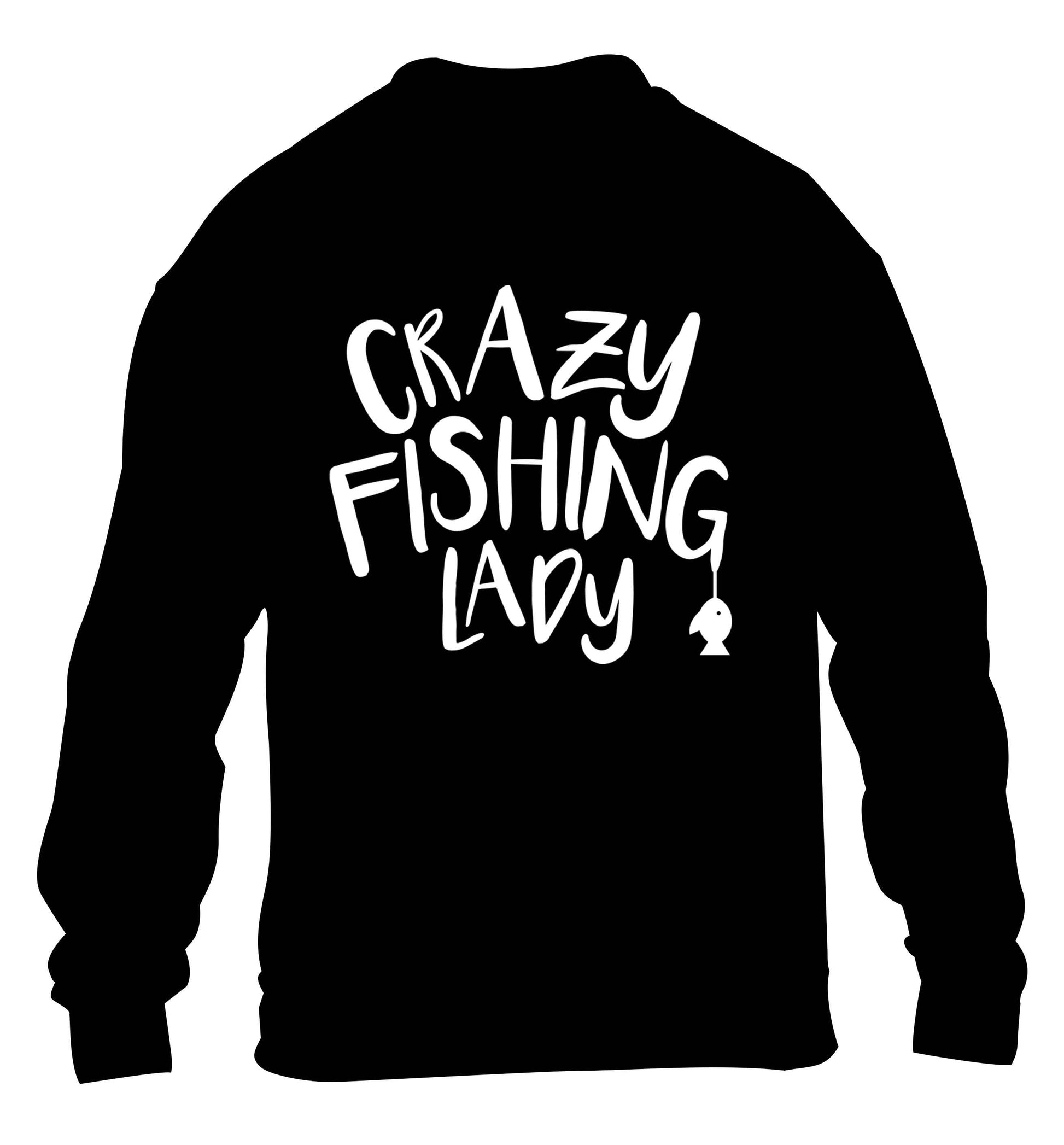 Crazy fishing lady children's black sweater 12-13 Years