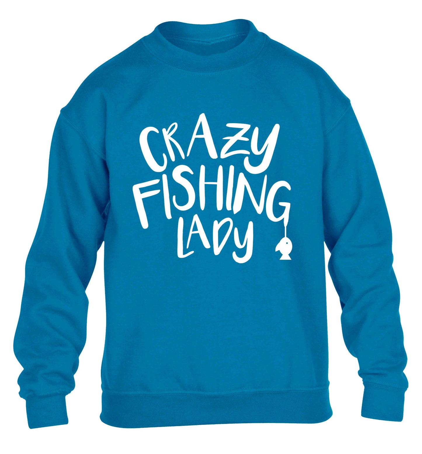 Crazy fishing lady children's blue sweater 12-13 Years