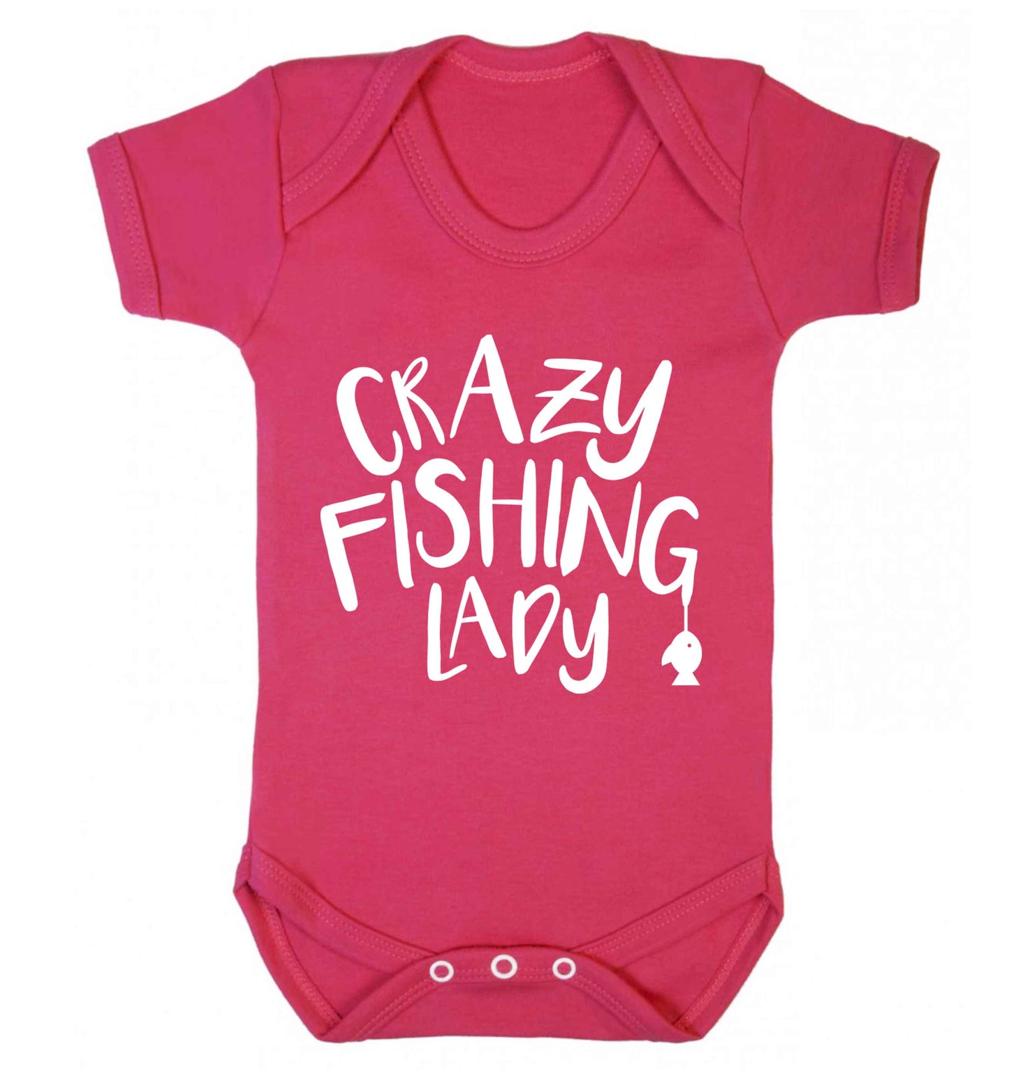 Crazy fishing lady Baby Vest dark pink 18-24 months