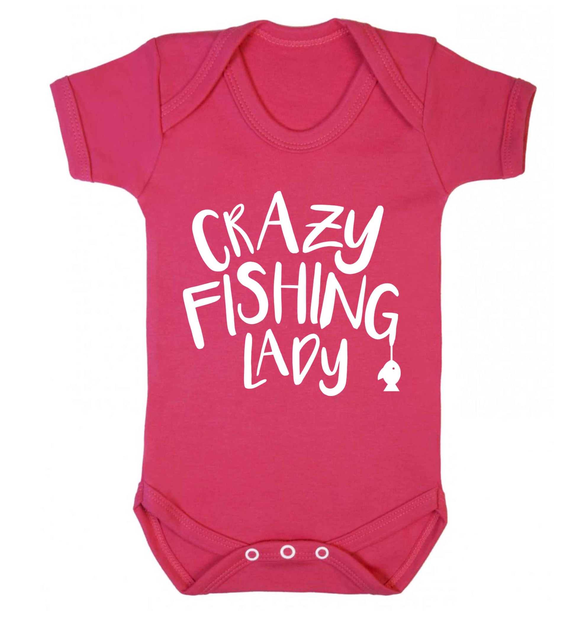 Crazy fishing lady Baby Vest dark pink 18-24 months