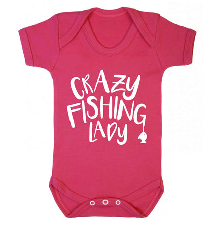 Crazy fishing lady Baby Vest dark pink 18-24 months