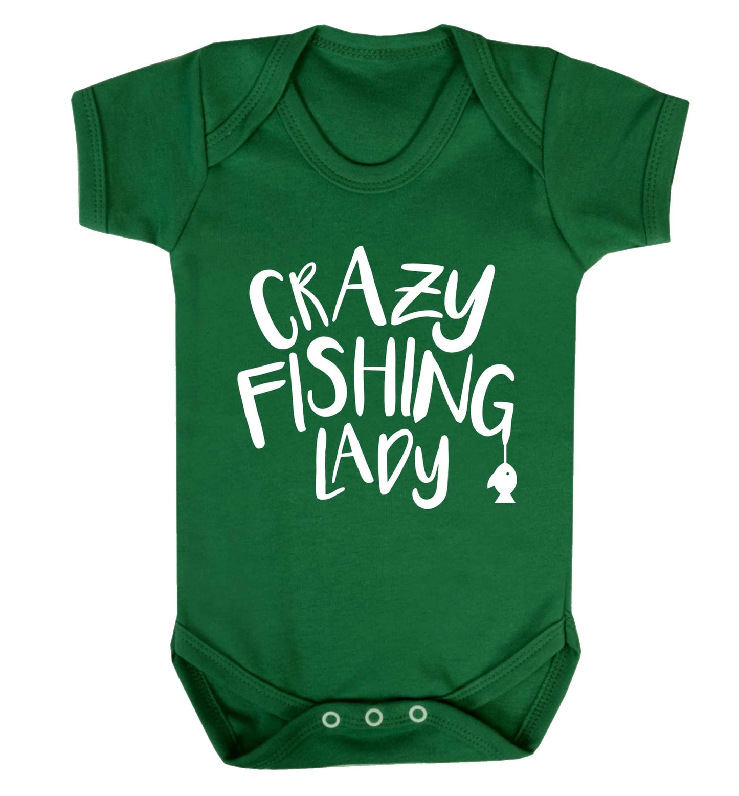 Crazy fishing lady Baby Vest green 18-24 months