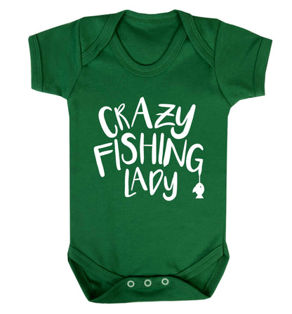 Crazy fishing lady Baby Vest green 18-24 months