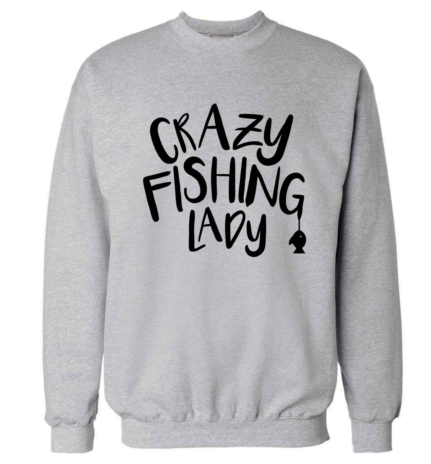 Crazy fishing lady Adult's unisex grey Sweater 2XL