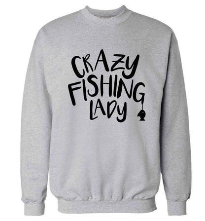 Crazy fishing lady Adult's unisex grey Sweater 2XL