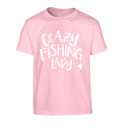 Crazy fishing lady Children's light pink Tshirt 12-13 Years